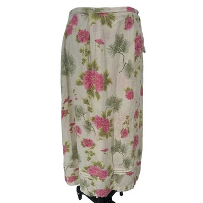 Falda midi para mujer April Cornell rosa marfil envolvente floral talla S Foto 1 de 4