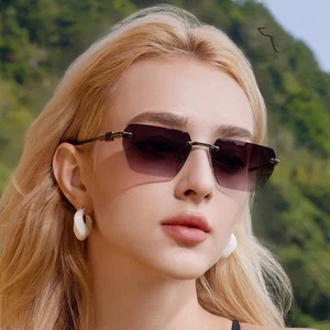 Damenmode Sonnenbrille randlos Metall Übergröße polarisiert UV400 Autofahrerbrille - Bild 1 von 19
