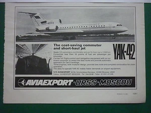 10/1981 PUB AVIAEXPORT URSS MOSCOU CCCP YAK-42 AEROFLOT SOVIET AIRLINES AD - Picture 1 of 1