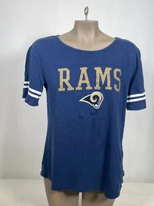 St Louis Rams NFL Graphic Logo Round Neck Blue Jersey T-Shirt Women's MEDIUM - Picture 1 of 8