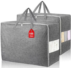 2pack 105l Extra Large Storage Bags Folding Moving Comforter Blanket Storage Bag - Picture 1 of 6