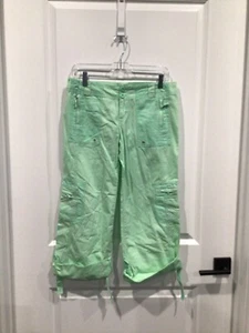 EUC Be Bop women 5 mint green capris pants buttons zipper pockets belt loops * - Picture 1 of 5