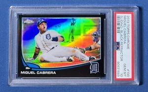 2013 Topps Chrome Miguel Cabrera Sliding Black Refractor /100 PSA 10 Tigers #100 - Picture 1 of 2
