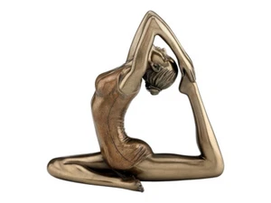 Yoga Woman Performs King Pigeon Pose Cold Cast Bronze & Resin Statue Sculpture - Picture 1 of 1