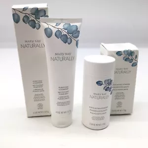 Mary Kay Naturally Purifying Cleanser 4.5 oz & Exfoliating Powder 2.64 oz New - Bild 1 von 4