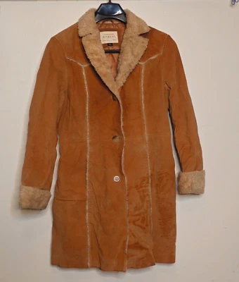 Женские Maurices из натуральной коричневой замши кожи / винтажный большой длинный - Изображение 1 из 4