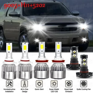 Para For Chevy Suburban Tahoe 2007-2014 Faros LED Hi/Lo+Kit de luces antiniebla - Picture 1 of 14