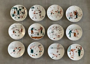 Vintage Set 12 Rare French La Boxe Boxing Plate Genty 8” - Picture 1 of 13