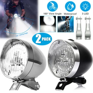 1/2 Stck. Klassisch Vintage 3LED Fahrrad Scheinwerfer Fahrrad Retro Licht Front Scheinwerfer Lampe - Bild 1 von 18