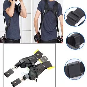 Quick Rapid Double Dual Shoulder Sling Belt Strap for 2/Two DSLR Digital Cameras - Picture 1 of 12