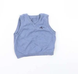 Mothercare Boys Blue Cotton Blend Jumper Size 0-3 Months - Picture 1 of 12