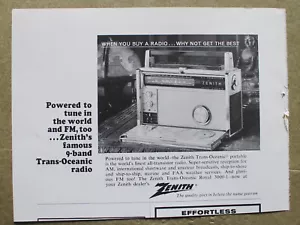 Zenith Trans-Oceanic Radio Vintage Magazine Print Ad 1967 - Picture 1 of 1