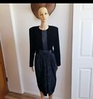  Vintage Susan Bennett Women Black Velvet  Longsleeve Dress size 10