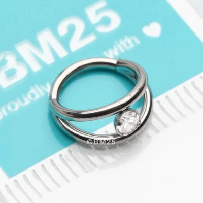 Бесшовное кликерное кольцо с двойным обручем блестящее - Изображение 1 из 4