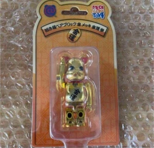 MEDICOM TOY BEARBRICK BE@RBRICK Lucky Cat Maneki Neko Gold metallic 100% - Picture 1 of 1