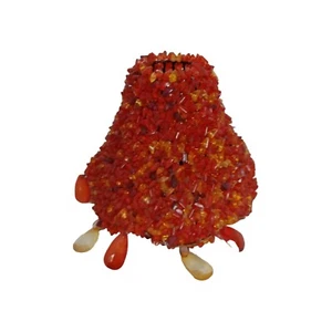 Vintage Red Glass Seed Beaded Lamp Shade with Wire Frame, small lamp 6" - Picture 1 of 12