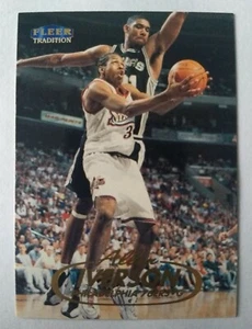 ALLEN IVERSON, 1998-99 FLEER TRADITION #3, w/ TIM DUNCAN, SIXERS - Picture 1 of 2