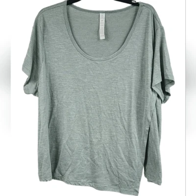 Balance Collection Yoga Short Sleeve Tee Slub Knit Mint Green Wrap Front Workout - Image 1 of 4