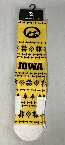 Iowa Hawkeyes Socks Strideline Crew Holiday Size M/L Yellow/Black NCAA *FREE S/H Cover