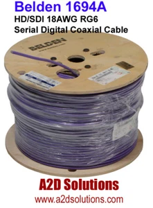 Belden 1694A 007-1000 HD/SDI 18AWG RG6 Digital Coaxial Cable VIOLET 1,000 feet - Picture 1 of 1