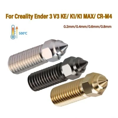高速喷嘴适用于 Creality K1/K1 MAX/ CR-M4/Ender 3 V3 KE 0.2/0.4/0.6/0.8 毫米 — 第 1/4 张图片