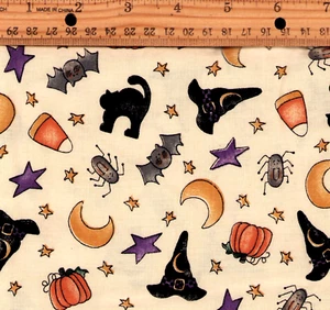 Vintage D. Marcum Halloween Cotton Fabric 1 yds x 54" Rare - Picture 1 of 2