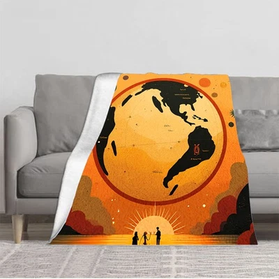 Stylish Earth-Themed Flannel Blanket - Soft Cozy and Warm for Sofa Travel Bed  - Image 1 of 4