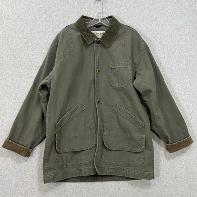 LL Bean Field Coat Size L Canvas Barn Chore Corduroy Collar Flannel Lined  - Image 1 of 4