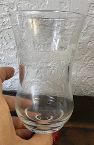 Vintage Homco piolo vetro trasparente portacandele votivo inciso inverno slitta giro - Foto 1 di 15