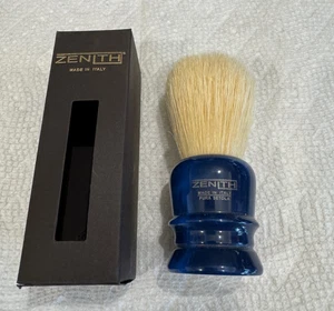 Zenith Shaving Brush Bleached Boar Cobalt Blue Chubby Handle 27x57mm Italian New - Picture 1 of 11