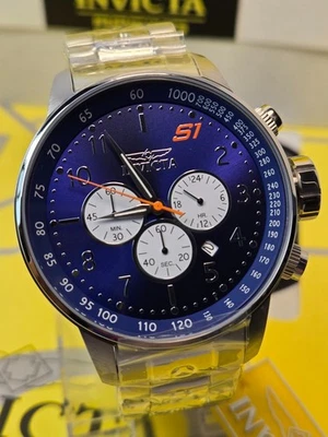 Мужские часы Invicta S1 Rally 48 мм серебристые с синим циферблатом S1 Rally и дополнительными циферблатами НОВЫЕ - Изображение 1 из 4