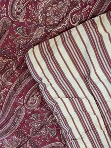 Vtg RALPH LAUREN Remington Red Paisley & Striped Comforter Reversible FULL QUEEN - Picture 1 of 7