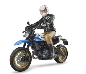 BRUDER, DUCATI SCRAMBLER White/gold with character, 1/16, BRU63051 - Picture 1 of 3