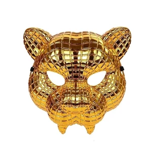 Halloween Squid Game VIP Gold Plastic Adult Costume Leopard Lion Masks - Picture 1 of 6