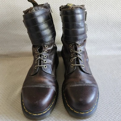 Botas de Colección Dr. Martens Varden Talla 10.5 Para Hombre Cuero Marrón Hebilla Cremallera GP500 Foto 1 de 4