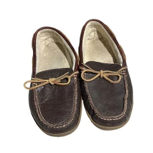 L.L. Bean Men’s Slippers Size 11 — Brown, Leather, Fuzzy Lined - Picture 1 of 6