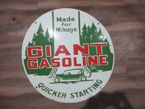 Porcelain Giant Gasoline Enamel Metal Sign Plate Size 30" Inch Round - Picture 1 of 6