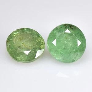 1,45 ct & 5 mm _ UNGEHITZT ANDRADIT NATÜRLICHER DEMANTOID GRANAT RUND 2 Stück EDELSTEINE - Bild 1 von 11