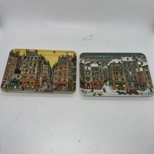 Menge 2 Montage Melamin Schalen Made in USA 6""x4"" Vintage Straßenszenen - Bild 1 von 3