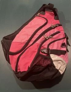 Adidas Sling Backpack Load Spring Strap Day Pack Bag Pink Black Used - Picture 1 of 12