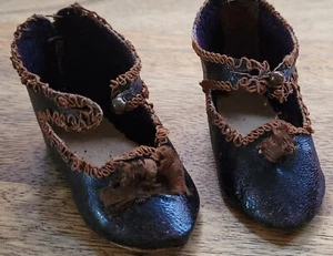 GENUINE ANTIQUE BEE STAMP JUMEAU LEATHER SHOES 2.75 INCHES,70mm,SIZE 8 - Picture 1 of 7