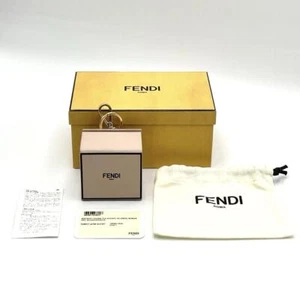 Used Fendi Womens Box Bag Charm Key Holder Key Ring Pink Leather - Picture 1 of 10