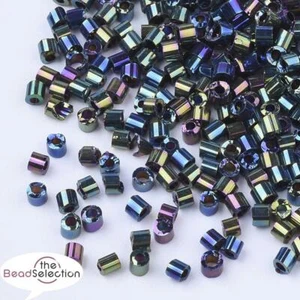 2mm BUGLE SEED BEADS METALLIC AB RAINBOW GLASS 800 beads 10gm - Picture 1 of 4