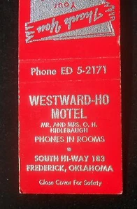 Westward-Ho Motel O. H. Hidlebaugh Hi-Way 183 años 60 Frederick OK Tillman Co MB - Imagen 1 de 1