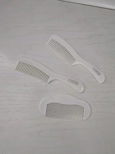 Juego de 3 peines de pelo Clinique vintage de plástico duro blanco desenredante dientes anchos - Imagen 1 de 8