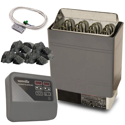 vanvilla Saunaofen 6KW / 380V mit Aussensteuerung und Saunasteine Sauna