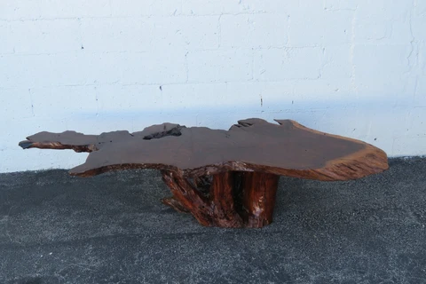 Rustic Natural Wood Stump Sculptural Extra Long Coffee Table 3725 Cover