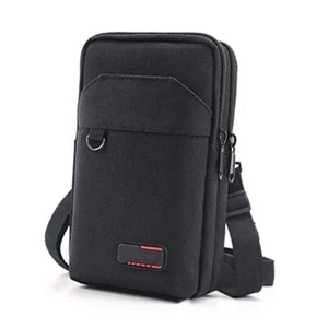 Travel Cell Phone Pouch Belt Pouch, Phone Holster Crossbody Bag Double Black - Photo 1 sur 7