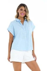 Betty Basics Robin Shirt in Powder Blue - Picture 1 of 7