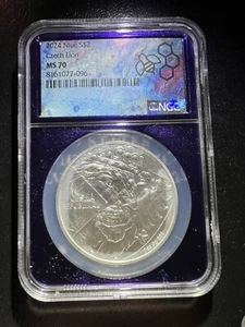 2024 Niue $2 Czech Lion 1 oz .999 Silver Coin - NGC MS 70 Purple Core TraderBea - Picture 1 of 2